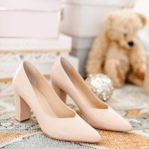 POPPY BARLEY Nude LEATHER Block Heels